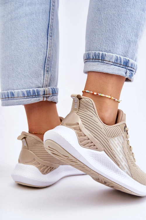 Damskie Lekkie Buty Sportowe Memory Foam System Big Star LL274294 Beżowe