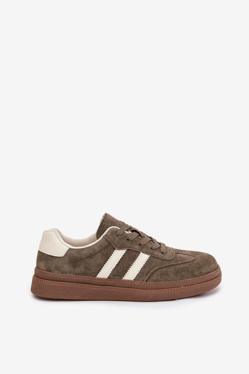 Sneakersy Damskie Zamszowe Na Platformie Ciemnozielone Sylviona