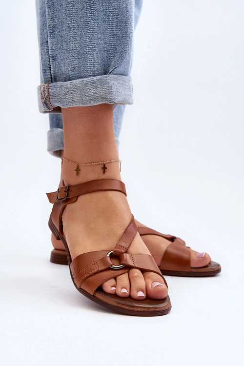 Zazoo 40182 Skórzane Sandały Damskie Brązowe