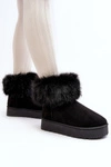 Damskie Śniegowce Na Platformie Z Futerkiem Czarne Mancy 