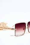 Kwadratowe Okulary Przeciwsłoneczne Prius V508 Złoto-Brązowo-Różowe