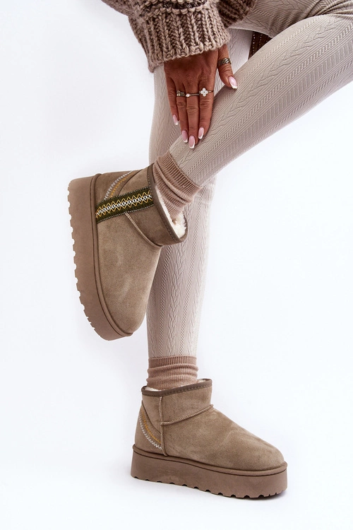 Śniegowce Damskie Na Platformie Ocieplane Zielone Lomessa