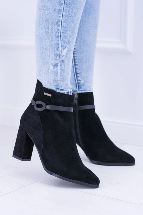 Big Star Czarne Zamszowe Botki Na Słupku BB274383