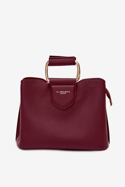 Flora&Co Torebka Kuferek Mała Skórzana Bordowa Lorielle