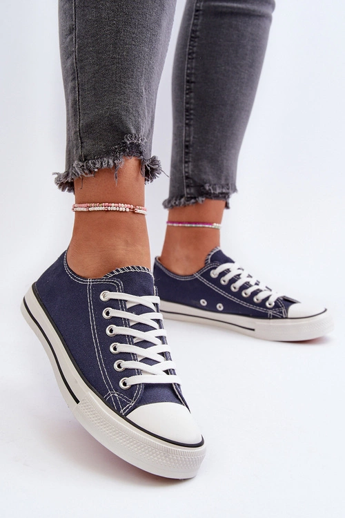 Trampki Damskie Klasyczne Niskie Granatowe Caelira