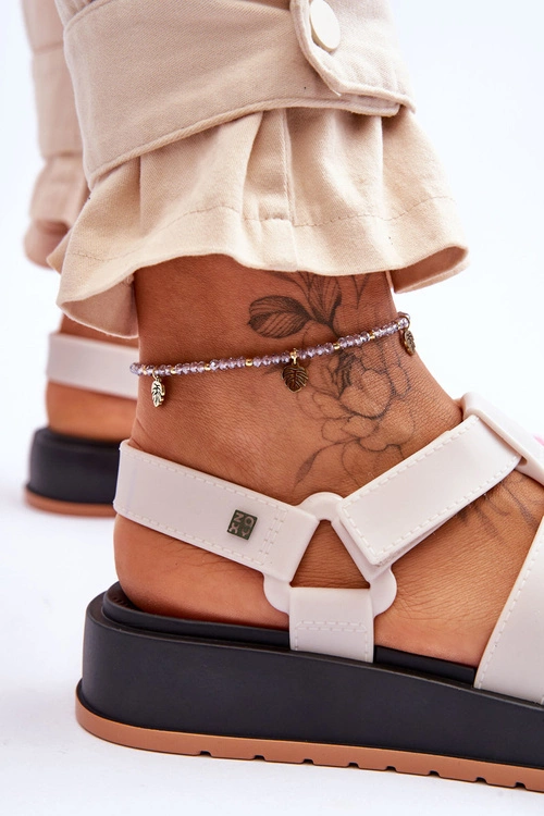 Damskie Wegańskie Sandały Na Rzepy ZAXY JJ285015 Jasnobeżowe