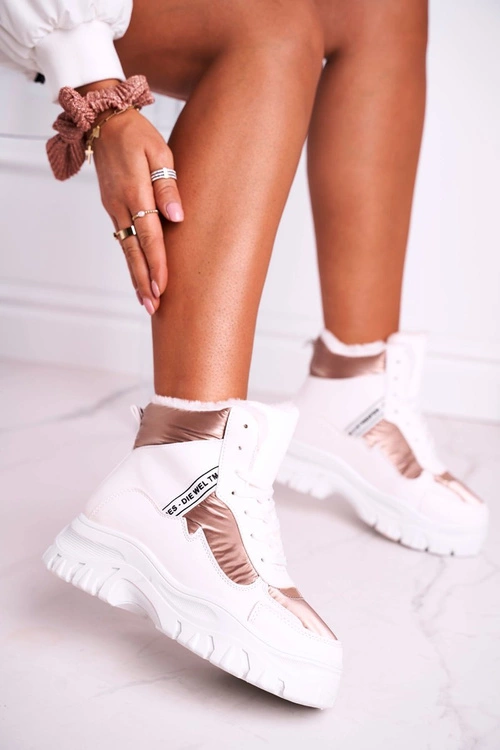 Damskie Sportowe Śniegowce Z Futerkiem Białe Euphoria