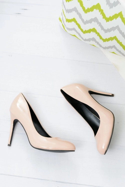 Beżowe Lakierowane Szpilki Sophia