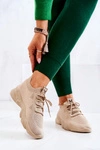 Sportowe Buty Sneakersy Materiałowe Ciemnobeżowe Nolene