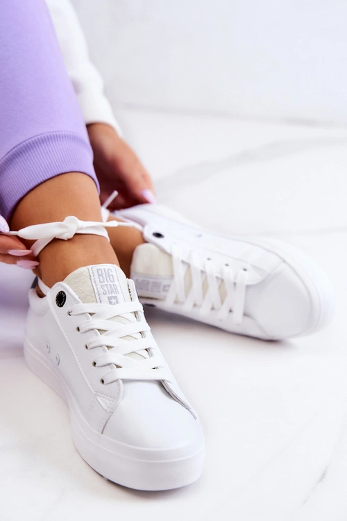 Skórzane Tenisówki Gwiazda Big Star JJ274240 Białe