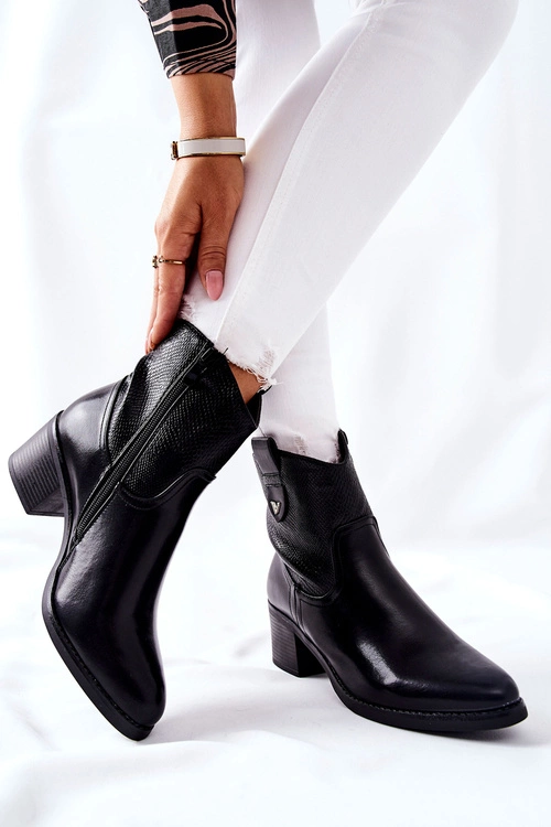 Damskie Ocieplane Botki Czarne Palile