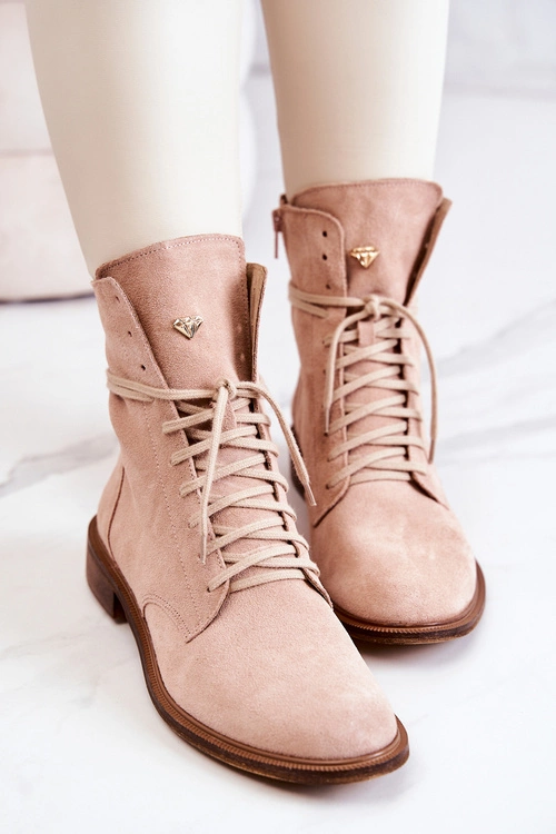 Botki Zamszowe Nicole Różowe 2697