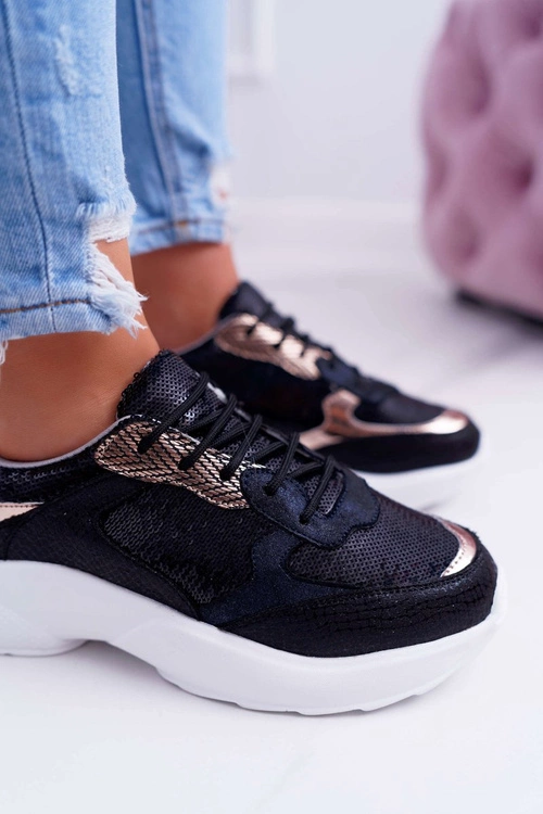 Sportowe Damskie Buty Czarne Rendy