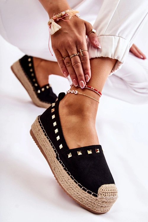 Damskie Espadryle Z Ćwiekami Czarne Laross