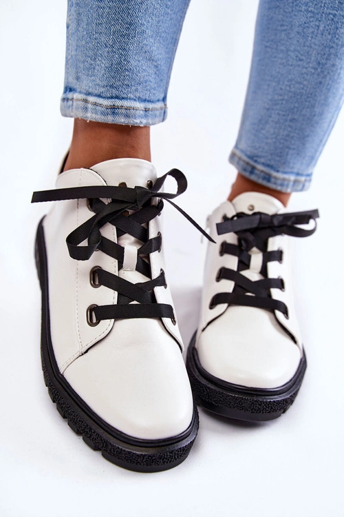 Skórzane Półbuty Sergio Leone PB210 Białe