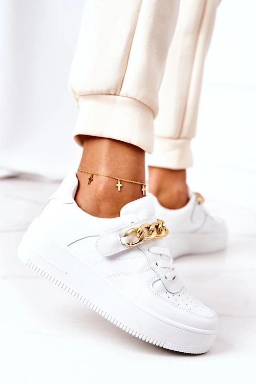 Sportowe Buty Sneakersy Z Łańcuchem Białe One Chance