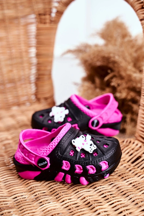 Klapki Dziecięce Piankowe Kroksy Czarne Miś Polarny Oddie