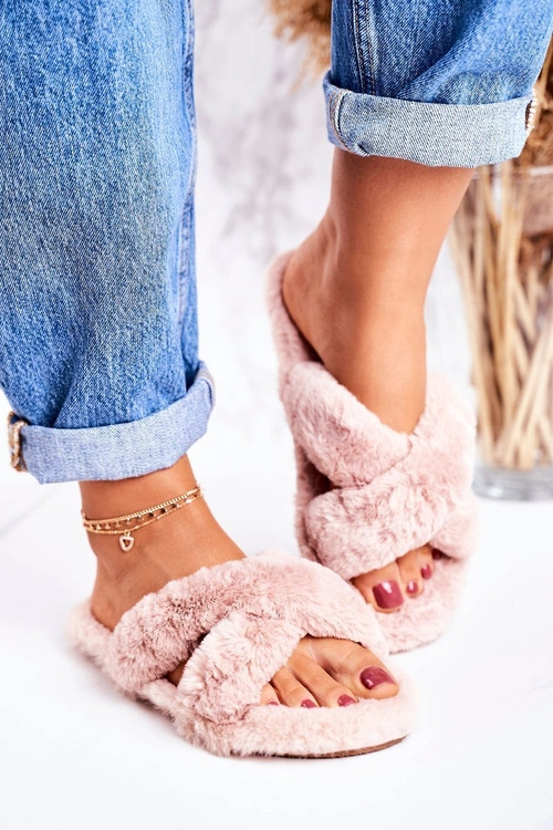 Damskie Klapki Papcie Futrzane Jasny Brąz Cozy Time