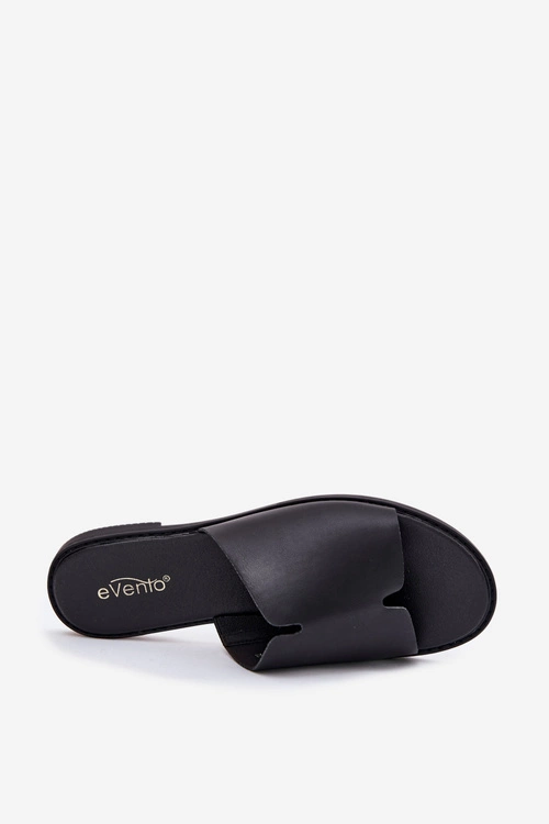 Klapki Damskie Z Eko Skóry Na Płaskim Obcasie Czarne Kalimira