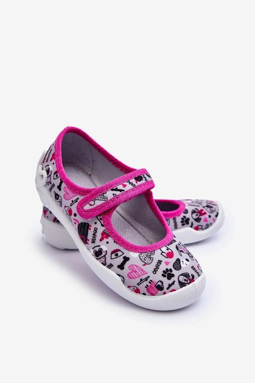 Dziecięce Papcie Baleriny Befado 114X521 Szaro-Różowe