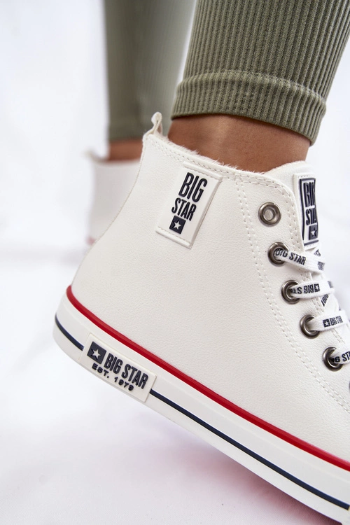 Klasyczne Wysokie Ocieplane Trampki Big Star KK274597 Białe
