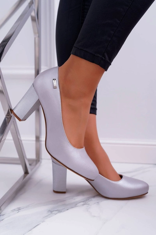 Czółenka Damskie Sergio Leone PB130 Srebrna Perła Amber