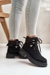 Botki Trapery Damskie Sznurowane Czarne Rabaria
