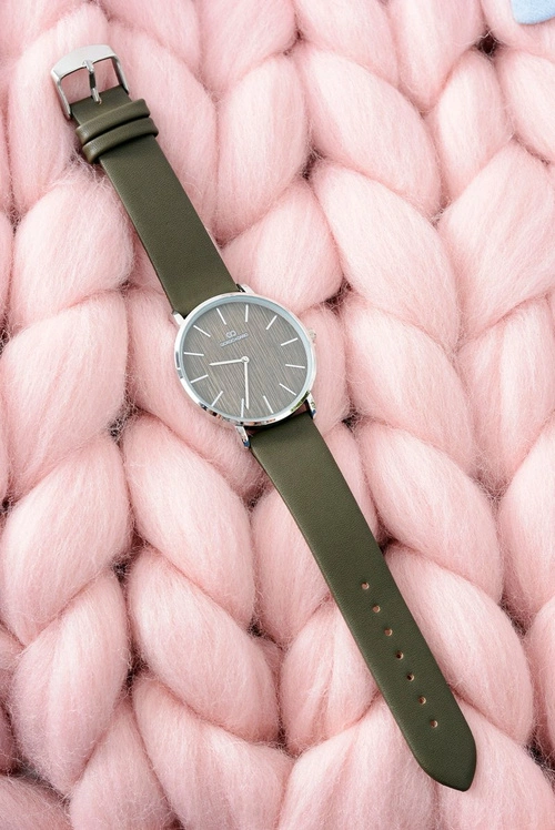 Oliwkowy Stylowy Skórzany Damski Zegarek Giorgio&Dario