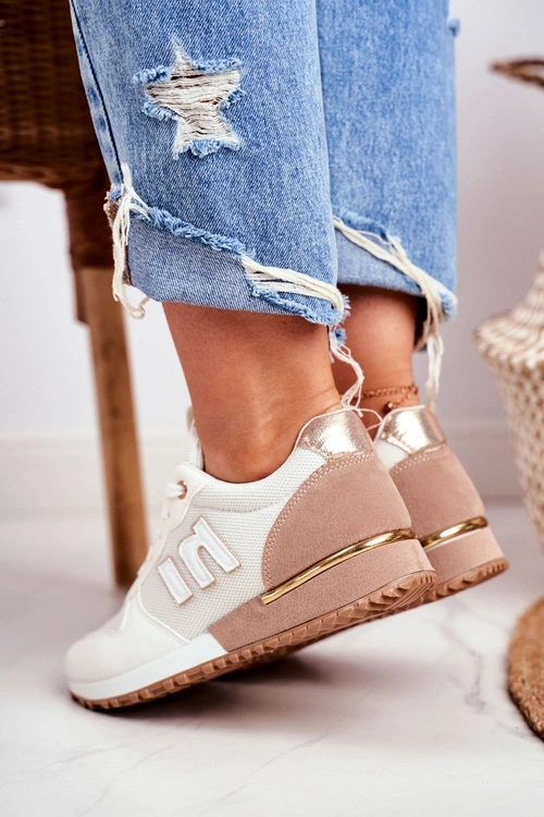 Damskie Sportowe Buty Sneakersy Biało-Beżowe Maddie