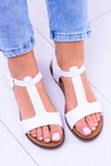 Białe Damskie Płaskie Sandałki Sunnyside