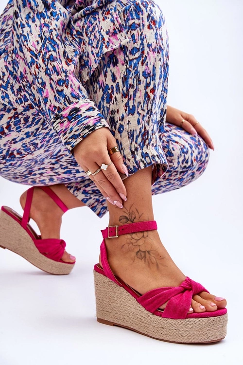 Sandały Damskie Na Koturnie Fuksja Kendall