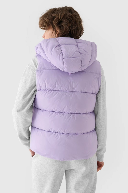 Bezrękawnik Damski Puchowy Z Kapturem 4F 4FWAW24TVJAF141-52S Fioletowy