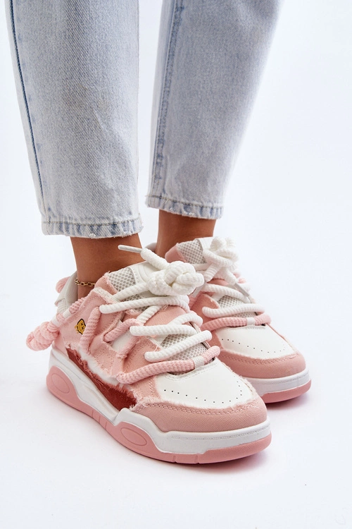 Damskie Sneakersy Z Grubym Sznurowaniem Różowe Miatora