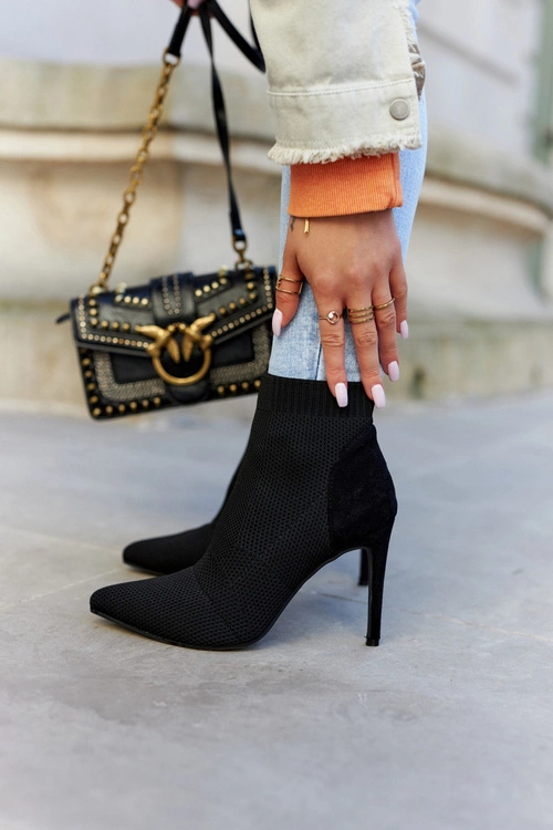 Damskie Botki Ze Skarpetą Na Szpilce Czarne Last Night