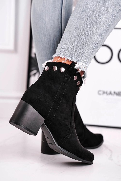 Botki Damskie Na Obcasie Sergio Leone Czarne BT617