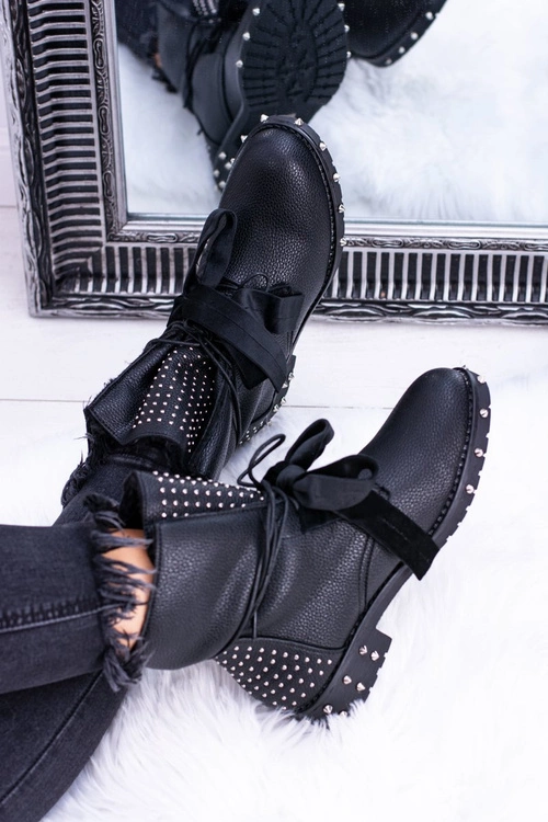 Damskie Botki Ocieplane Z Kolcami i Dżetami Neso