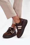 Skórzane Sneakersy Damskie Na Platformie Zazoo 3775 Czekoladowe