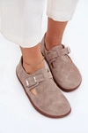 Zamszowe Półbuty Barefoot Damskie Z Klamrą Zazoo N1261 Beżowe