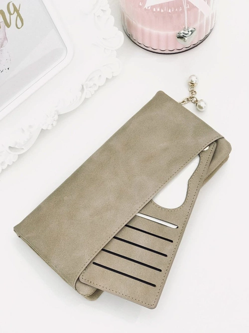 Duży Damski Beżowy Portfel