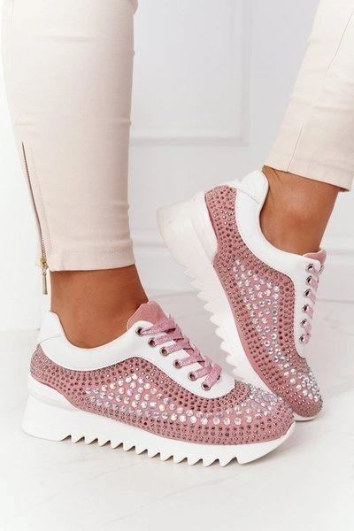 Sneakersy Na Koturnie Z Cekinami Lu Boo Różowe