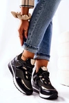 Sportowe Damskie Buty Sneakersy Czarno-Złote Colli