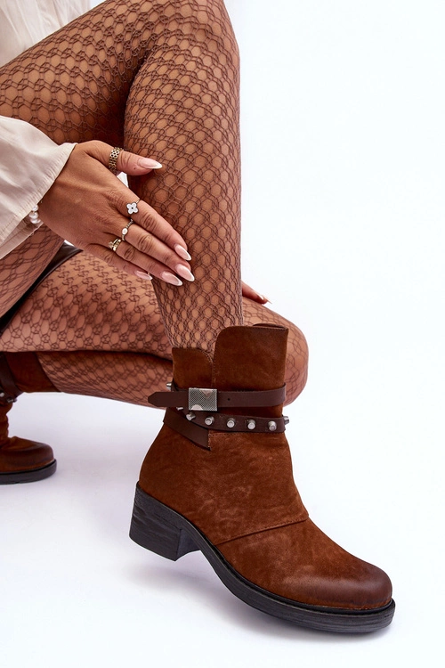 Ocieplane Botki Na Obcasie Camel Effie