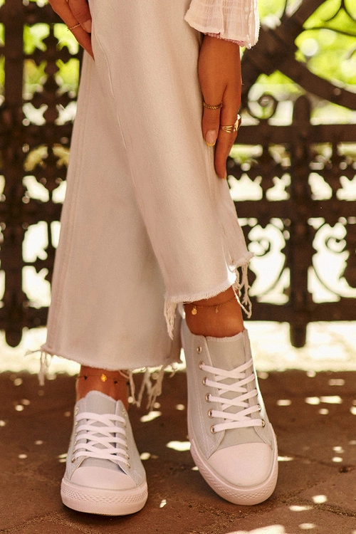 Damskie Materiałowe Klasyczne Niskie Trampki Miętowe Lennabella