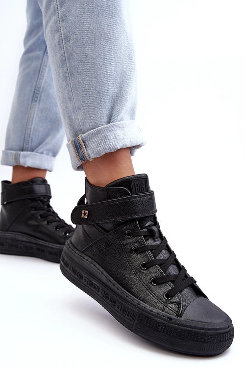 Trampki Damskie Ocieplane Na Platformie Big Star Czarne MM274008