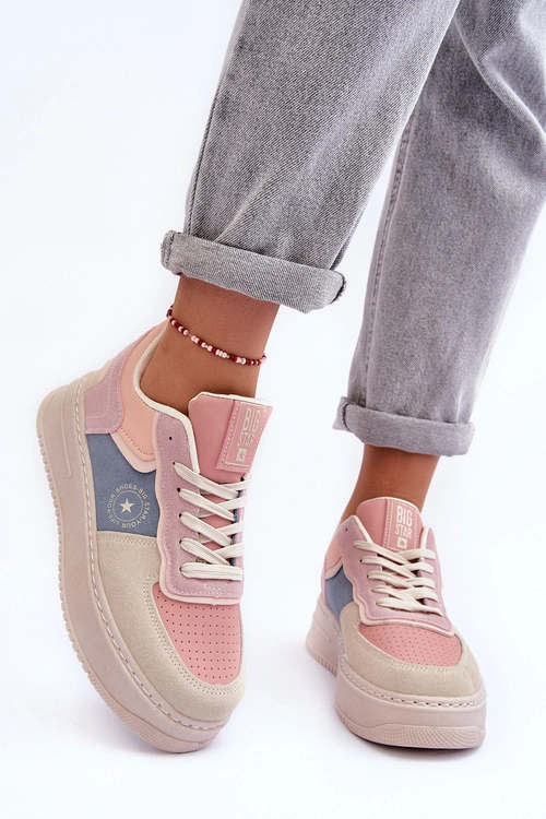 Buty Sportowe Damskie Big Star MM274233 Różowo-Beżowe