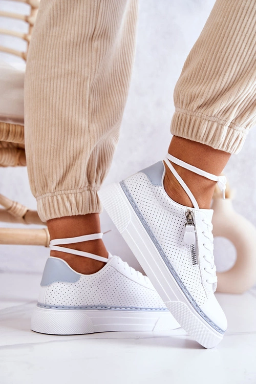 Sportowe Buty Na Platformie Biało-Niebieskie Louisa