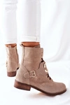 Botki Damskie Zamszowe Cappuccino Nicole 2676