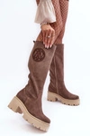 Damskie Zamszowe Kozaki Przed Kolano Brązowe Lewski 3367