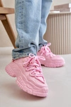 Sneakersy Damskie Na Masywnej Podeszwie Różowe Nevela