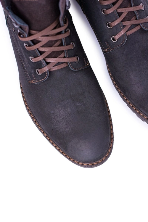 Neex Czarne Skórzane Ocieplane Męskie Botki Kobe